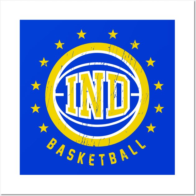 IND Basketball Vintage Distressed Wall Art by funandgames